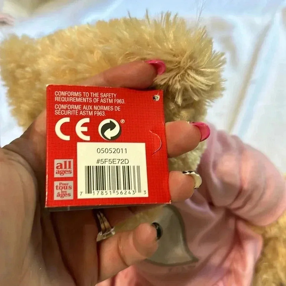 FAO Schwarz Teddy Bear Plush Pink Dress Silver Heart Toys R Us 2011 New - Picture 5 of 6